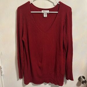 Max Studio MJJP Knit Long Sleeved Casual Red Women’s Sweater 1X Soft Comfortable